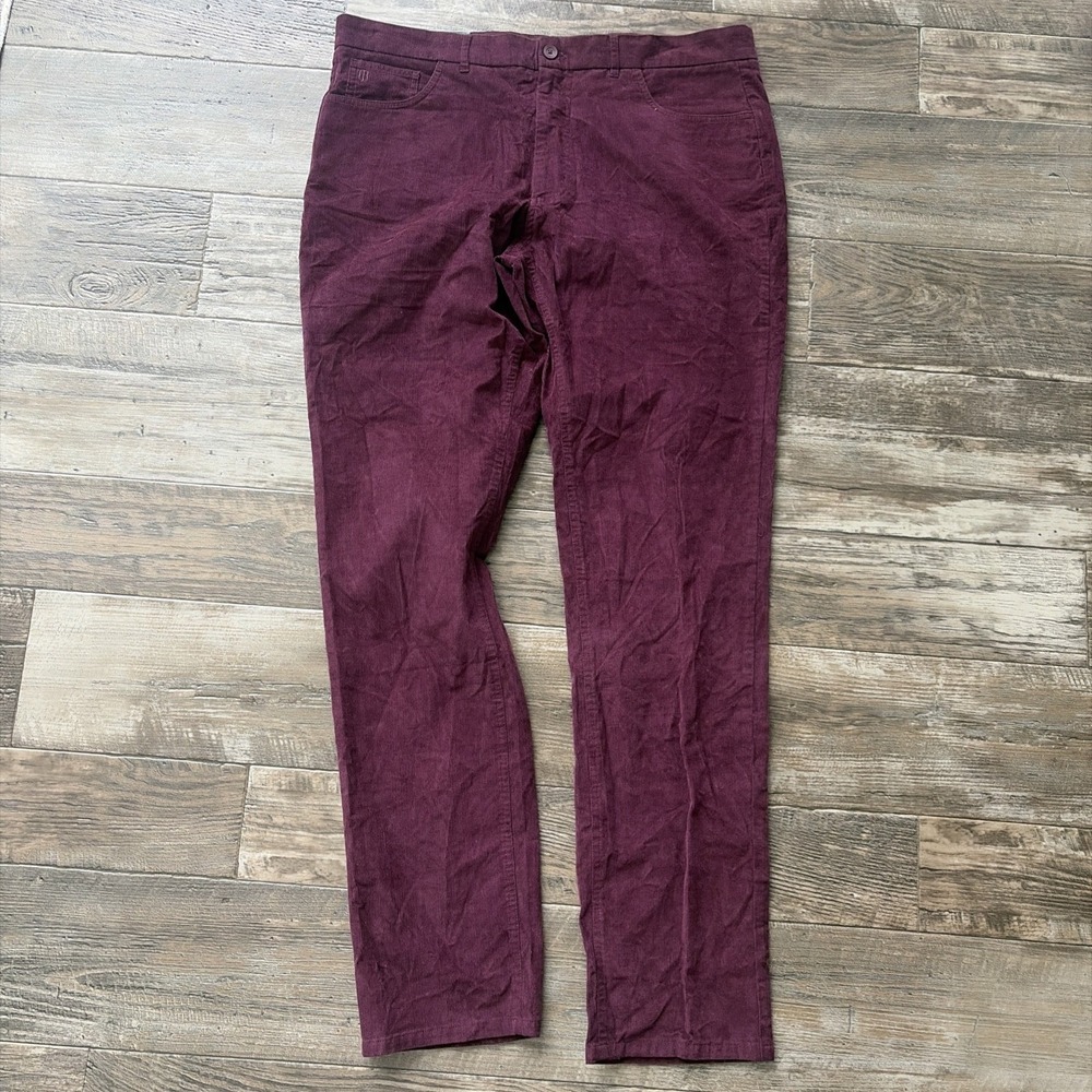Holderness & Bourne Baxter Burgundy Corduroy Tailored‎ Chino Pants Size 38x34